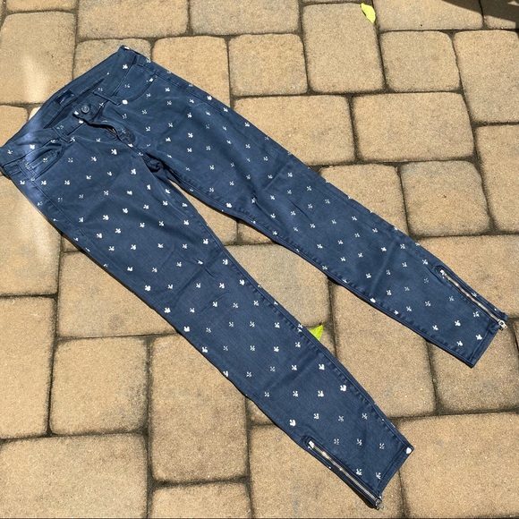 Mother Looker Ankle Zip Fleur De Love Jeans - Picture 1 of 6